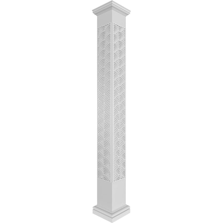 Ekena Millwork Craftsman Classic Square Non-Tapered Art Deco Fretwork Column w/ Tuscan Capital & Tuscan Base CC0809ENARDTUTU